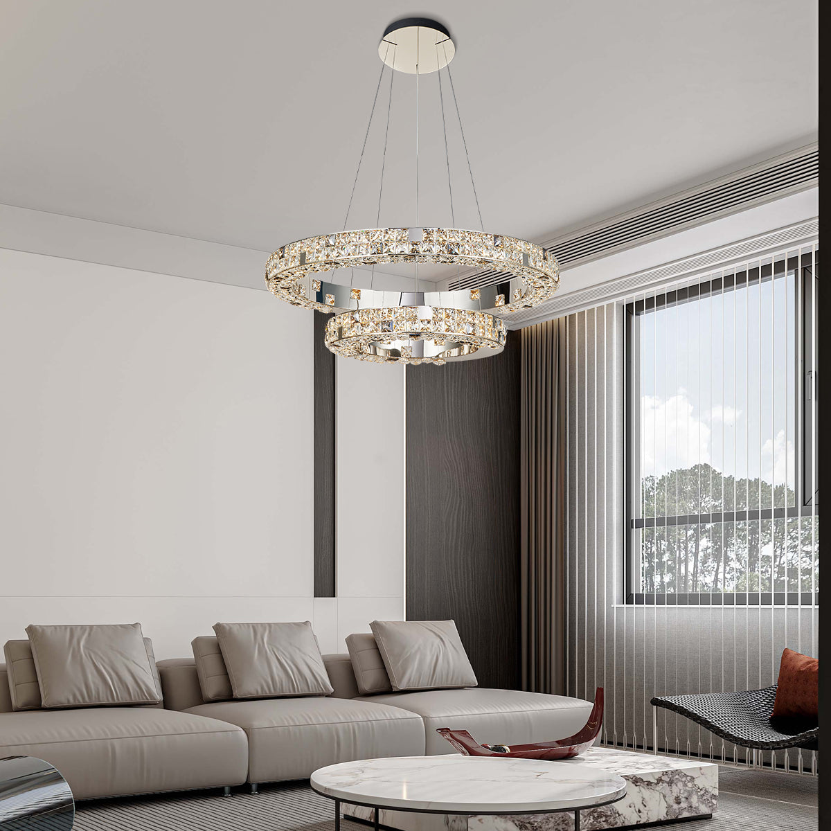Halo K9 Crystal Chandelier 2 Rings_5 OHO Lighting