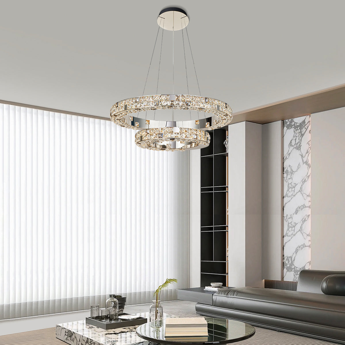 Halo K9 Crystal Chandelier 2 Rings_6 OHO Lighting