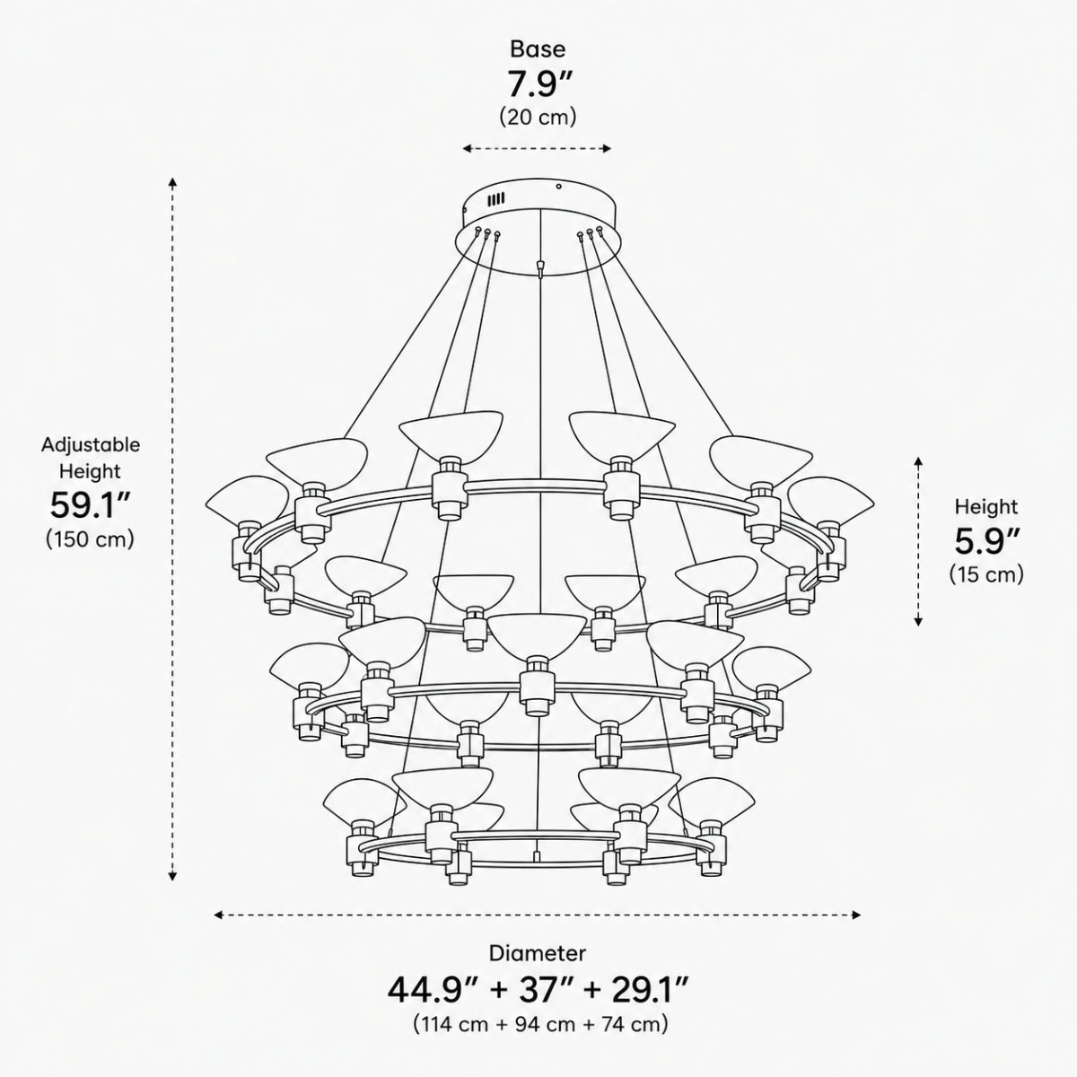 Aven Multi Ring Chandelier 3