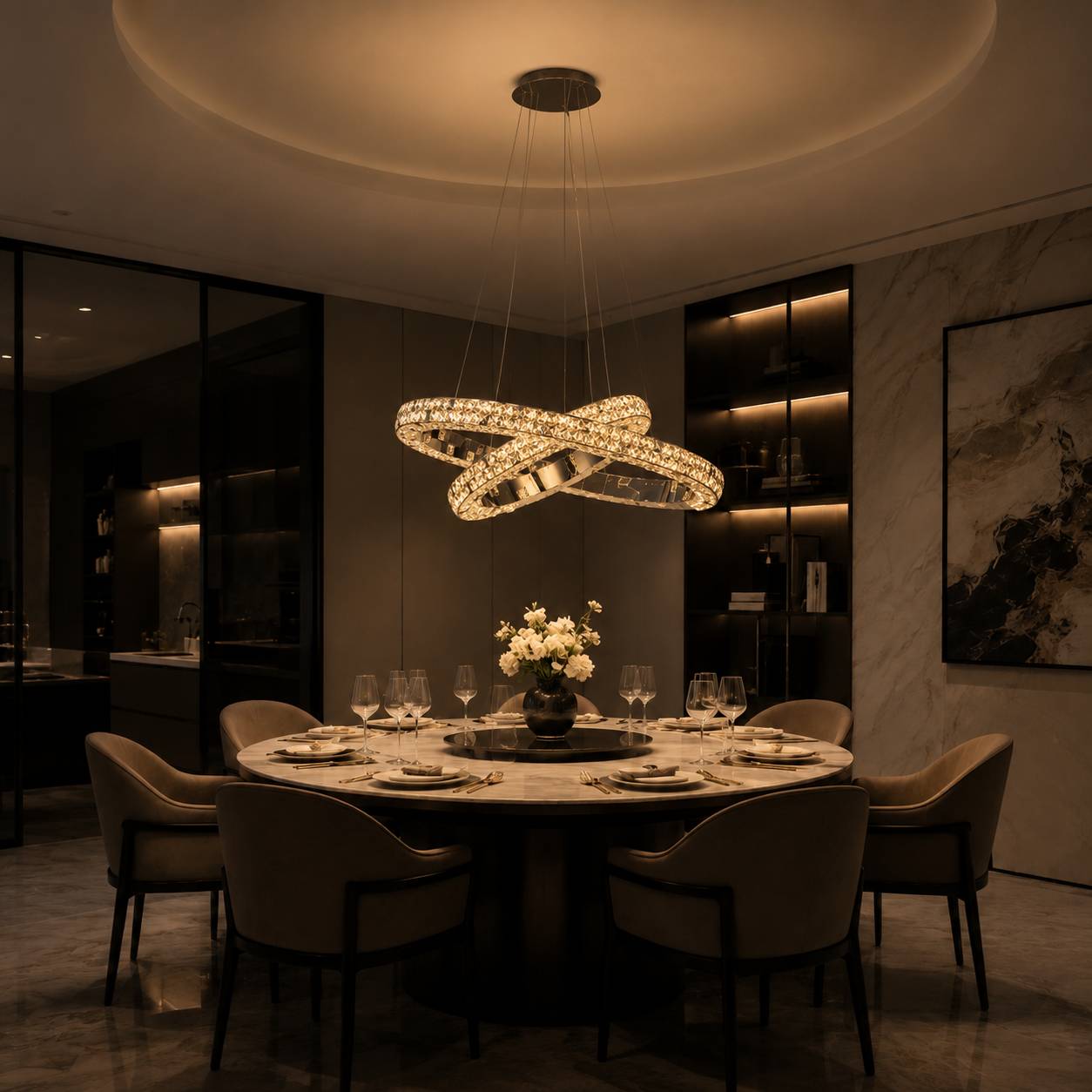 Halo K9 Crystal Chandelier 2A Rings_2 OHO Lighting