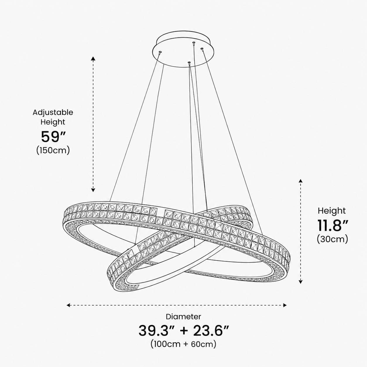 Halo K9 Crystal Chandelier 2A Rings_5 OHO Lighting