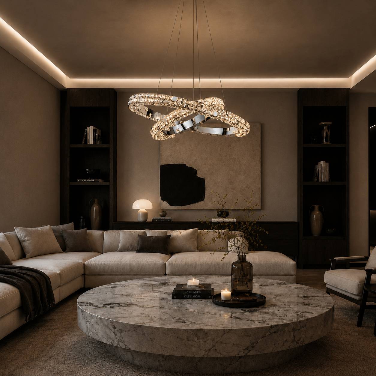 Halo K9 Crystal Chandelier 2A Rings_ 6 OHO Lighting