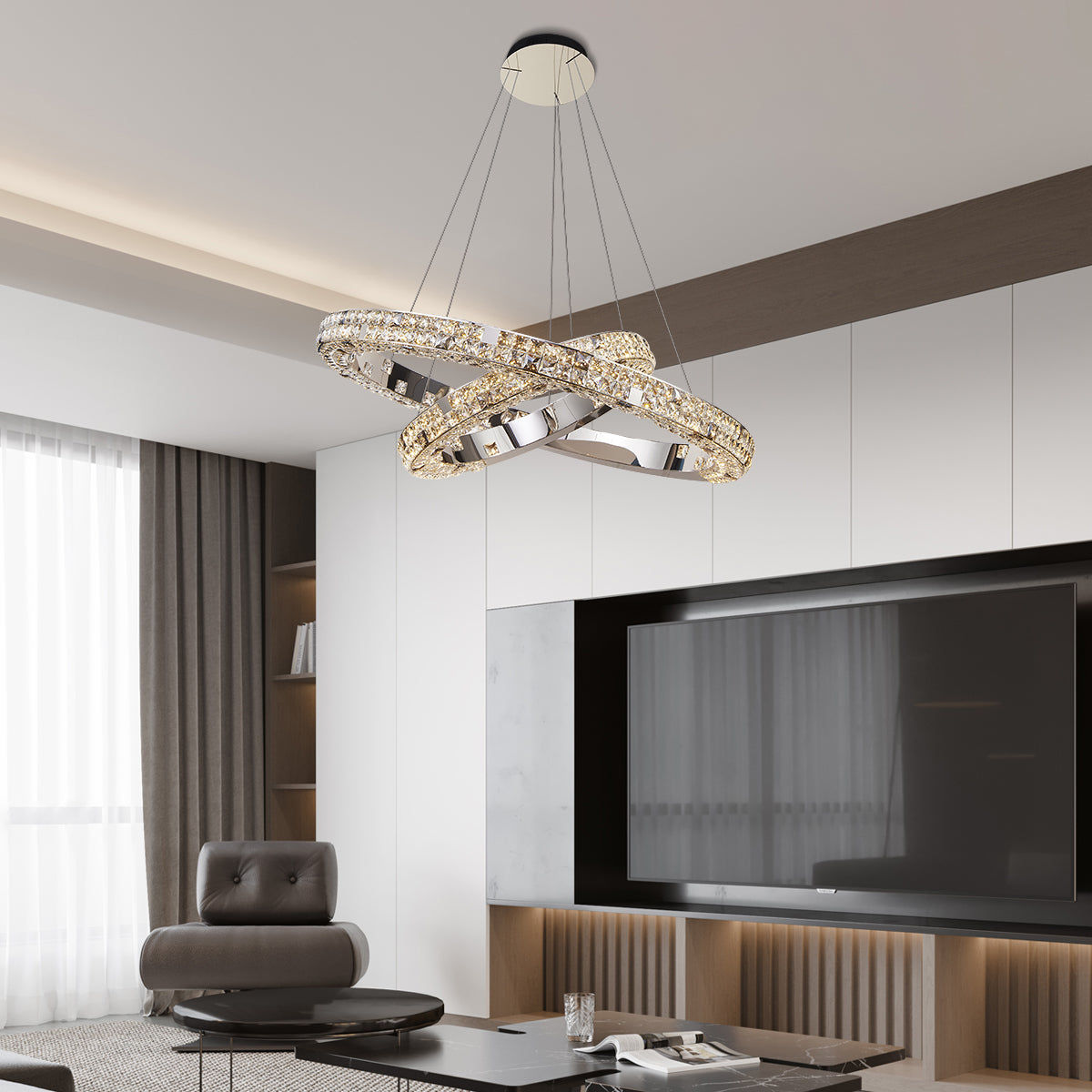 Halo K9 Crystal Chandelier 2A Rings_ 6 OHO Lighting