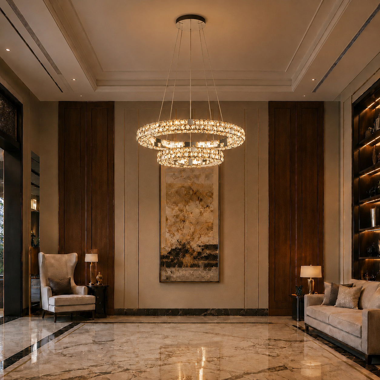 Halo K9 Crystal Chandelier 2 Rings_2 OHO Lighting