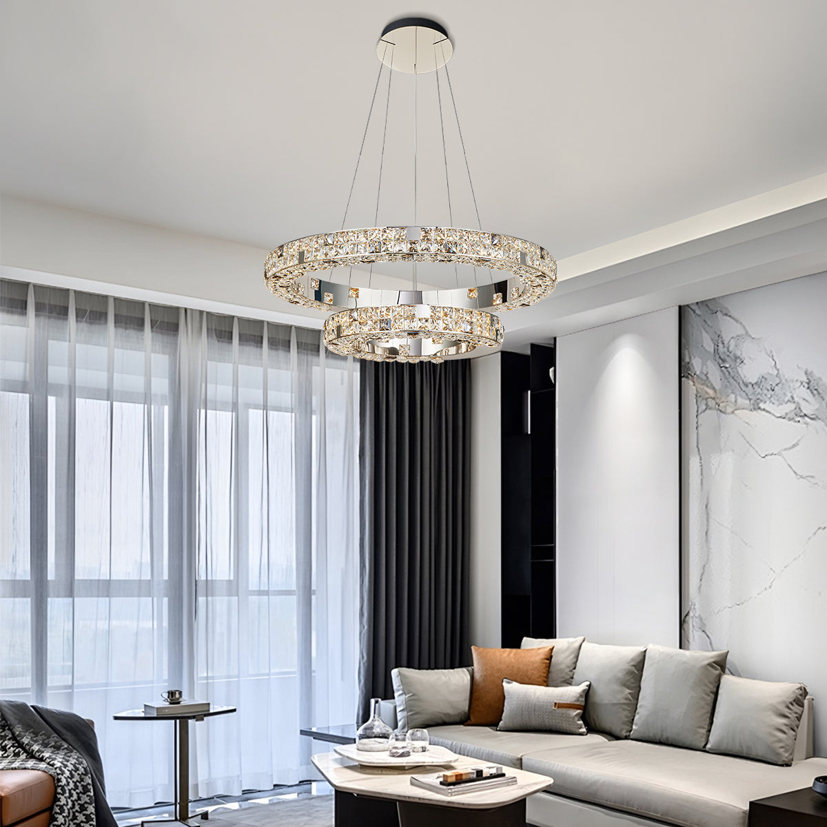 Halo K9 Crystal Chandelier 2 Rings_2 OHO Lighting