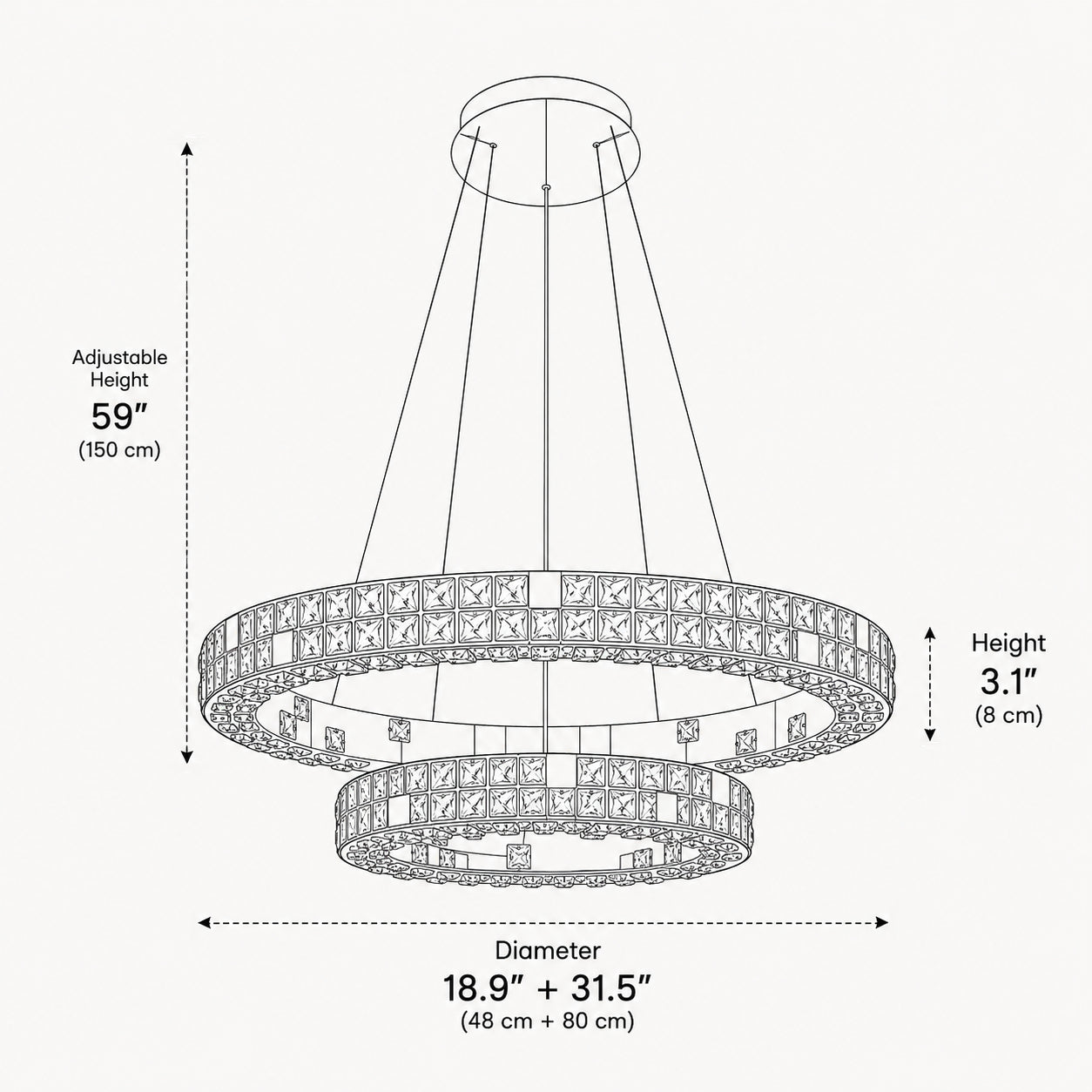 Halo K9 Crystal Chandelier 2 Rings_4 OHO Lighting