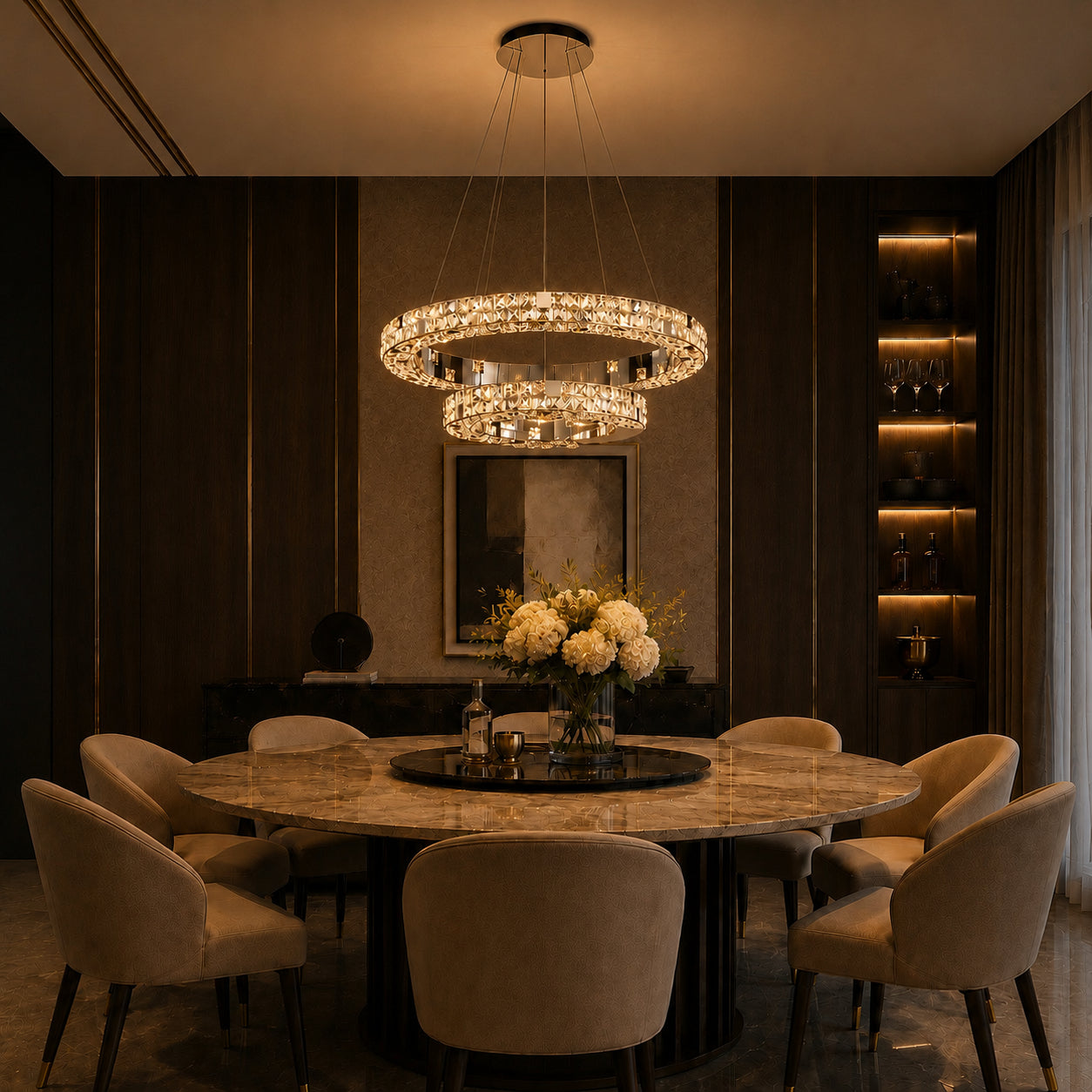Halo K9 Crystal Chandelier 2 Rings_5 OHO Lighting