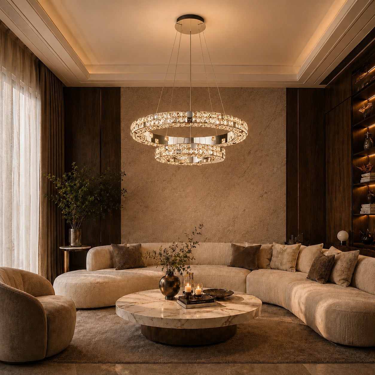 Halo K9 Crystal Chandelier 2 Rings_6 OHO Lighting
