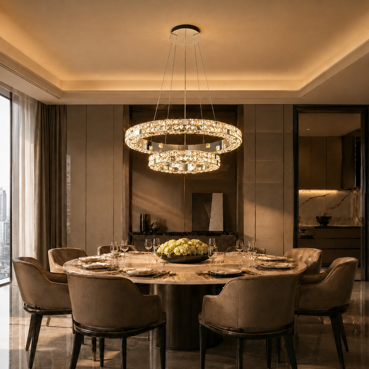 Halo K9 Crystal Chandelier 2 Rings_7 OHO Lighting