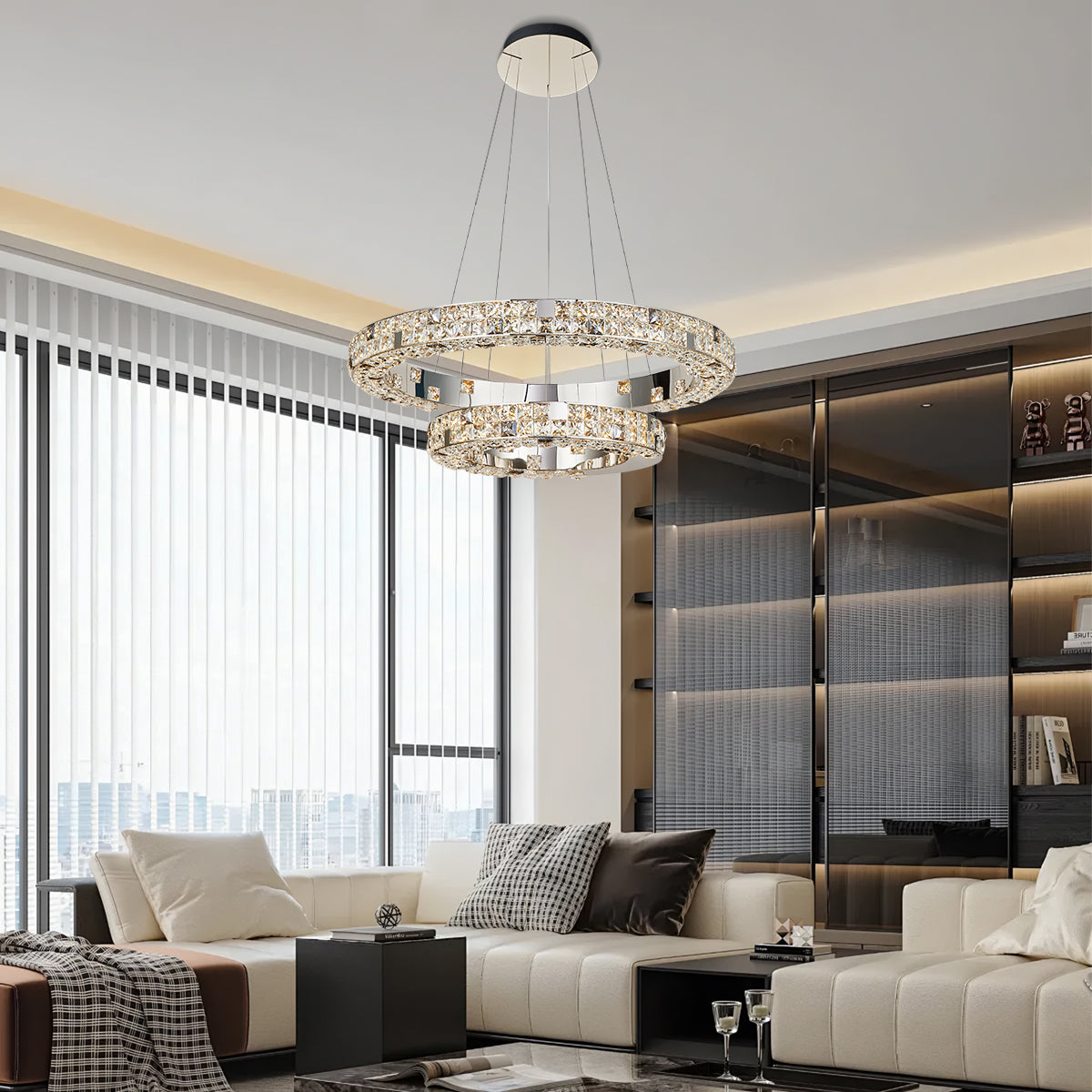 Halo K9 Crystal Chandelier 2 Rings_9 OHO Lighting