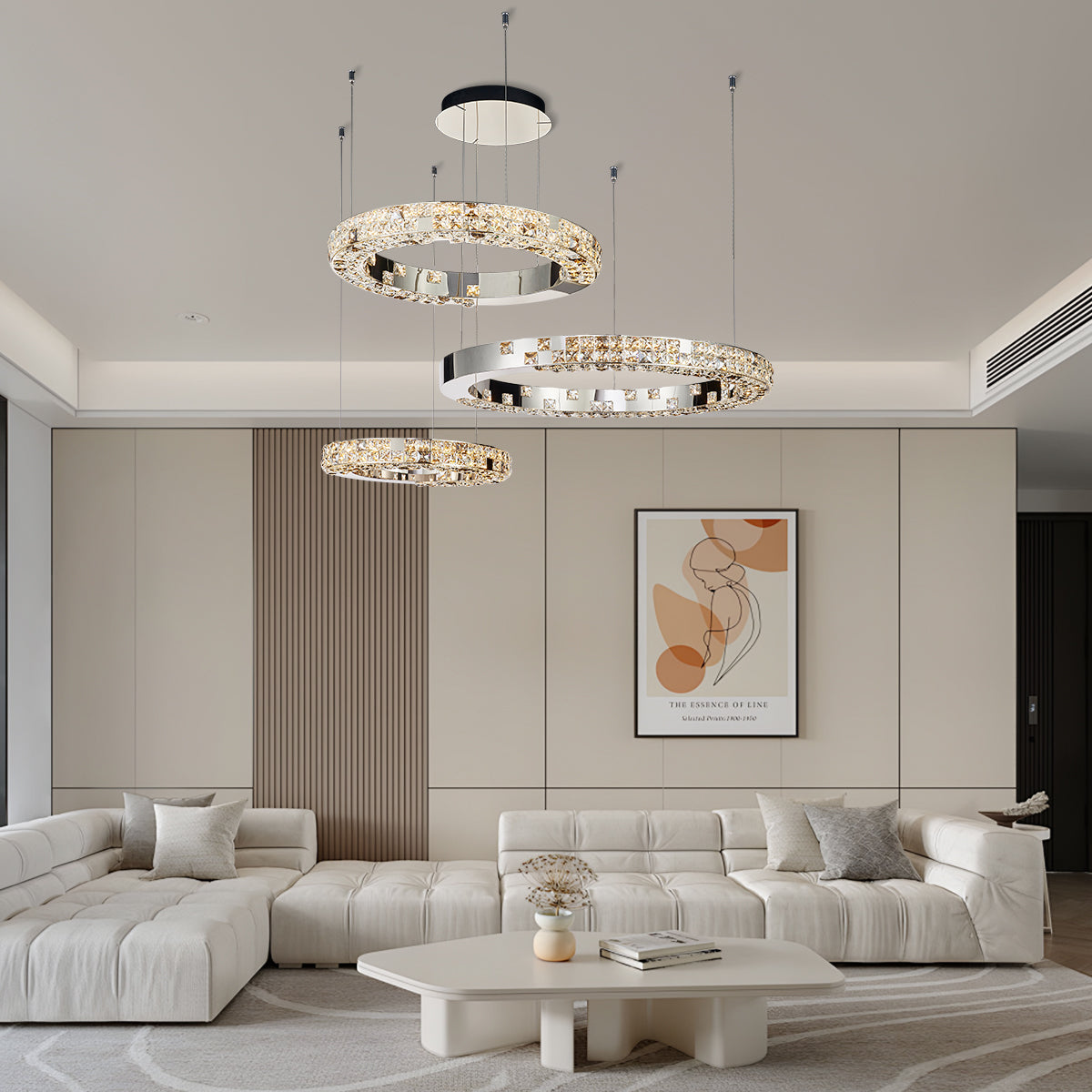 Halo K9 Crystal Chandelier 3 Rings - OHO Lighting