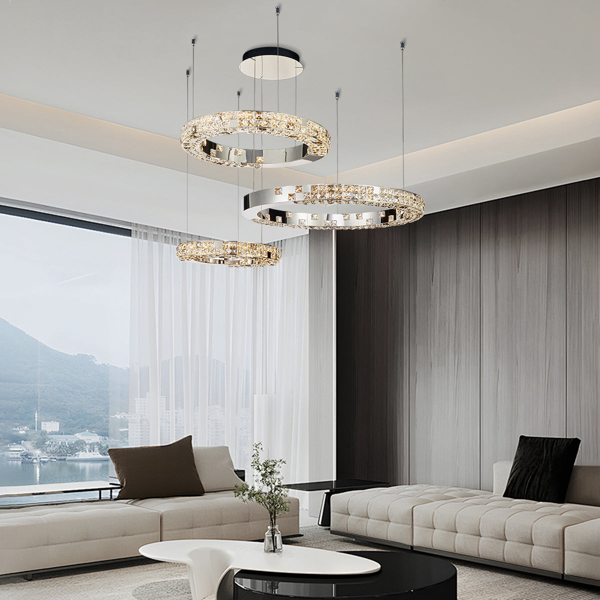 Halo K9 Crystal Chandelier 3 Rings - OHO Lighting