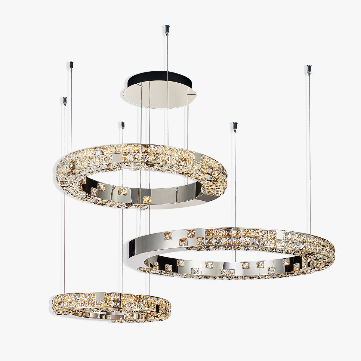 Halo K9 Crystal Chandelier 3 Rings - OHO Lighting