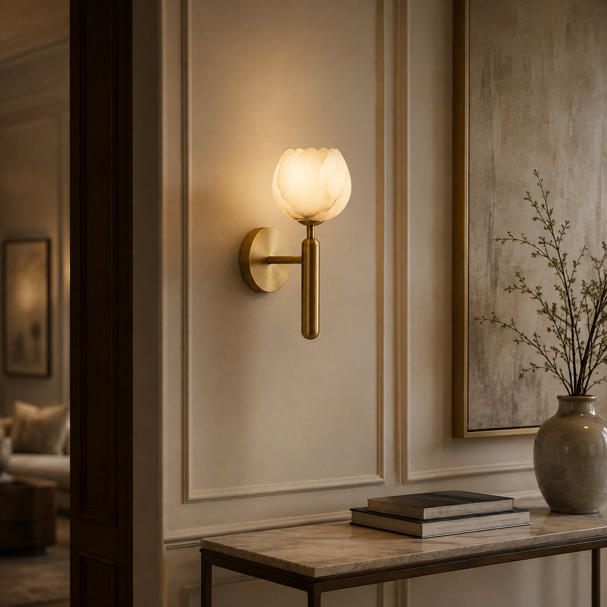 Valrune Alabaster Tulip Wall Lamp 1