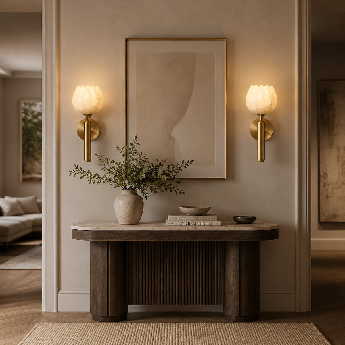 Valrune Alabaster Tulip Wall Lamp 4